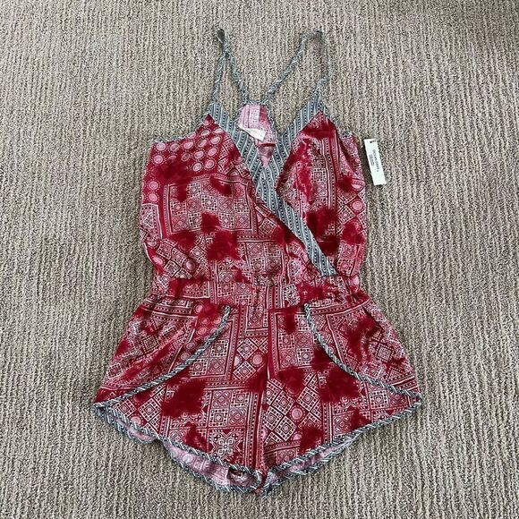 Ocean Drive Red Boho Romper - Picture 1 of 9